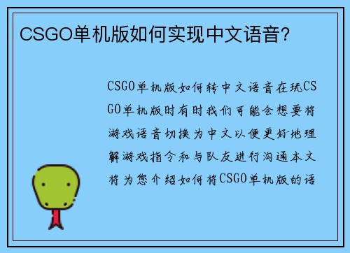 CSGO单机版如何实现中文语音？